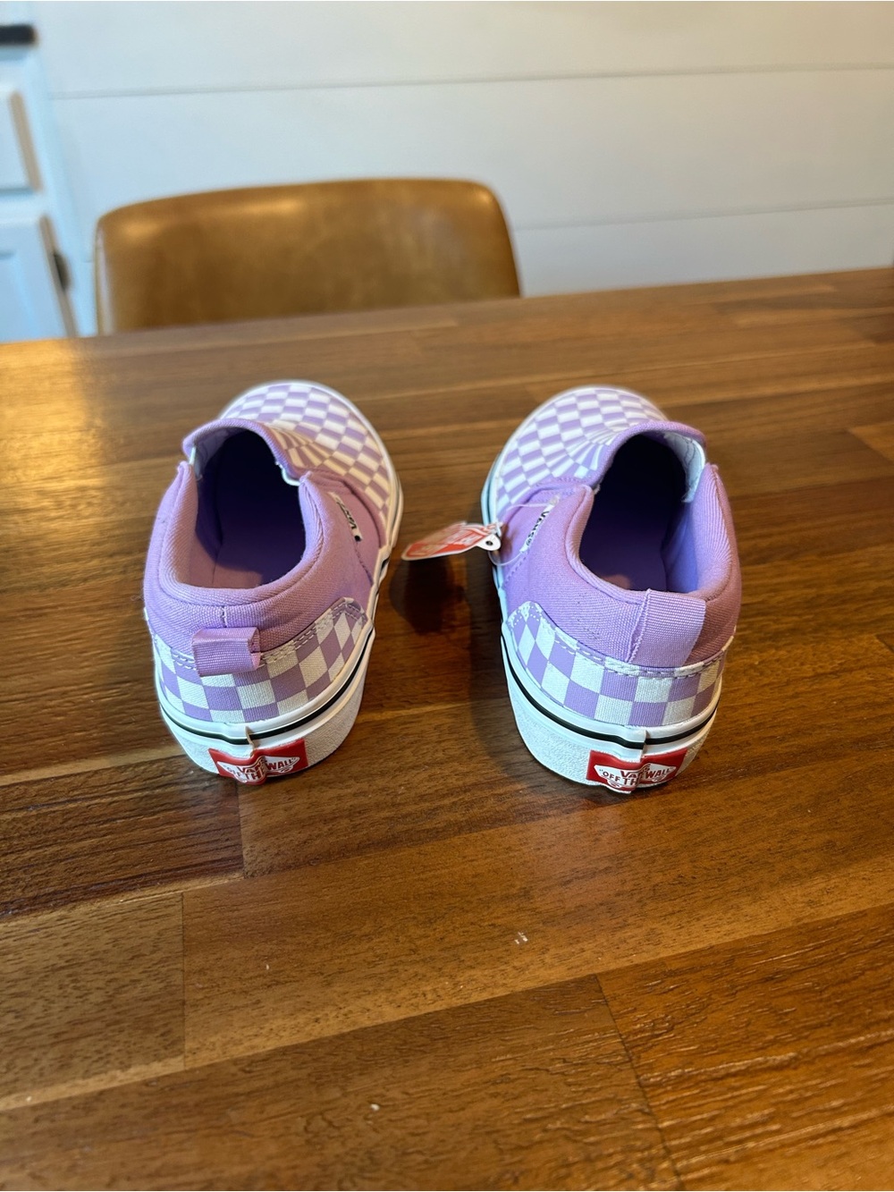 Vans Kids Slip-On Checkerboard Sneakers - Lavender/White - Picture 6 of 7